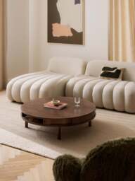 Coffee Table Calary with Fluted Front, Ø 110 cm - thumbnail 6
