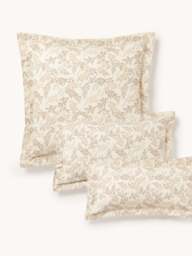 Leaf Print Pillowcase Pola in Linen-Cotton Blend with Flange - thumbnail 1