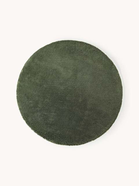 Round Fluffy High-Pile Rug Leighton