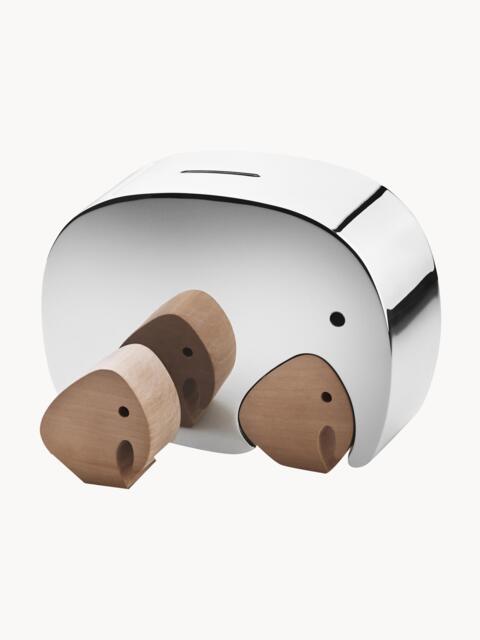 Money Box Elephant with Oak Wood Decor