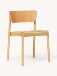 Wooden Dining Chairs Danny with Rattan Seat, Set of 2