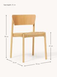 Wooden Dining Chairs Danny with Rattan Seat, Set of 2 - thumbnail 7