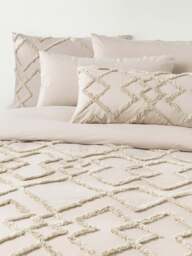 Cotton Percale Duvet Cover Faith with Tufted Design - thumbnail 1
