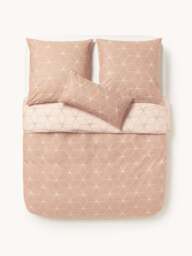 Reversible Cotton Duvet Cover Ilda, with Geometric Print - thumbnail 2