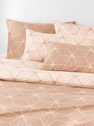 Reversible Cotton Duvet Cover Ilda, with Geometric Print