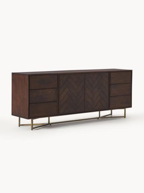 XL Mango Wood Sideboard Luca with Herringbone Pattern - image 1