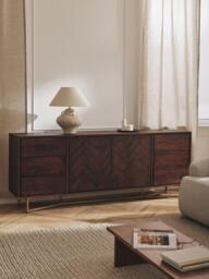 XL Mango Wood Sideboard Luca with Herringbone Pattern - thumbnail 2
