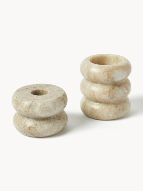 2-in-1 Marble Candle & Tealight Holders Orta, Set of 2 - image 1