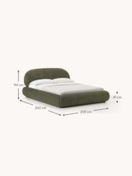 Upholstered Teddy Bouclé Bed Alba with Storage - thumbnail 7