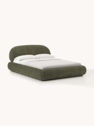 Upholstered Teddy Bouclé Bed Alba with Storage - thumbnail 1