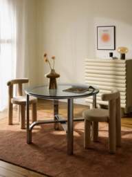 Round Dining Table Neil with Glass Top, in various sizes - thumbnail 6