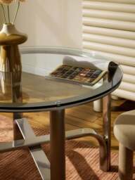 Round Dining Table Neil with Glass Top, in various sizes - thumbnail 7