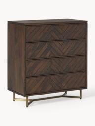 Mango Wood Dresser Luca with Herringbone Pattern