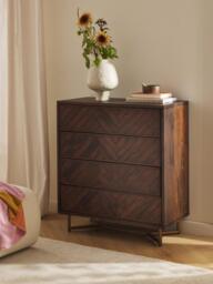 Mango Wood Dresser Luca with Herringbone Pattern - thumbnail 2