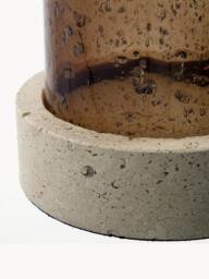 Mouth-Blown Glass Candle Holder Rivo with Travertine Base - thumbnail 3