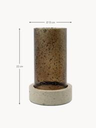 Mouth-Blown Glass Candle Holder Rivo with Travertine Base - thumbnail 5
