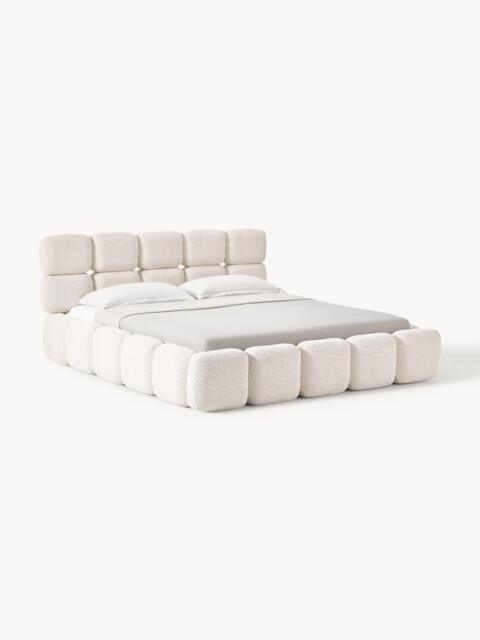 Upholstered Teddy Bouclé Bed Tayla with Storage Space - image 1