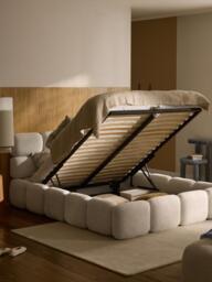 Upholstered Teddy Bouclé Bed Tayla with Storage Space - thumbnail 2
