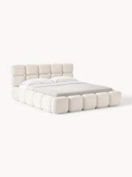 Upholstered Teddy Bouclé Bed Tayla with Storage Space - thumbnail 1