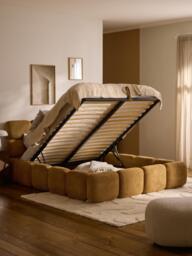 Upholstered Teddy Bouclé Bed Tayla with Storage Space - thumbnail 2
