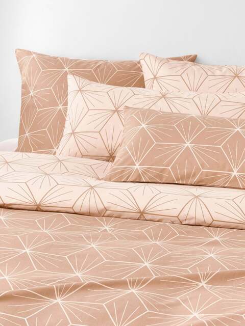 Reversible Cotton Duvet Cover Ilda, with Geometric Print