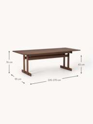 Extendable Oak Wood Dining Table Brynn, in various sizes - thumbnail 9