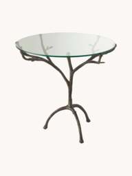 Round Dining Table Christophe with Glass Top, Ø 80 cm - thumbnail 1