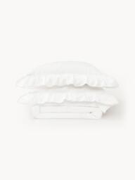 Washed Cotton Percale Duvet Cover Louane with Ruffles - thumbnail 4