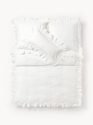 Washed Cotton Percale Duvet Cover Louane with Ruffles - thumbnail 3