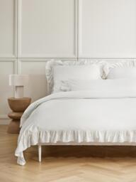 Washed Cotton Percale Duvet Cover Louane with Ruffles - thumbnail 8