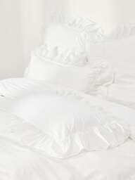 Washed Cotton Percale Duvet Cover Louane with Ruffles