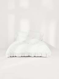 Washed Cotton Percale Duvet Cover Louane with Ruffles - thumbnail 2