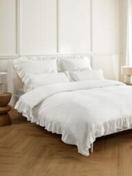 Washed Cotton Percale Duvet Cover Louane with Ruffles - thumbnail 7