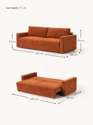 Velvet Sofa Bed Tasha (3-seater) - thumbnail 8