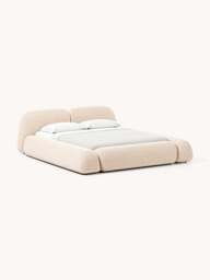Upholstered Bouclé Bed Wolke with Storage