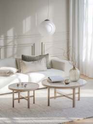 Round Oak Wood Coffee Table Marsden, Ø 90 cm - thumbnail 7