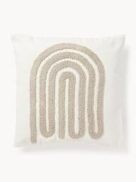 Embroidered Cotton Cushion Cover Vahid with a High-Low Texture - thumbnail 1