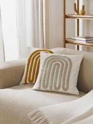 Embroidered Cotton Cushion Cover Vahid with a High-Low Texture - thumbnail 2