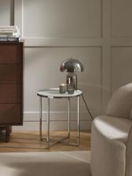 Round Side Table Antigua with Marble Effect Glass Top - thumbnail 2