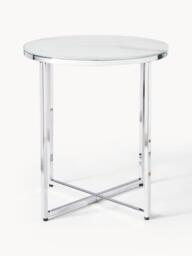 Round Side Table Antigua with Marble Effect Glass Top - thumbnail 3