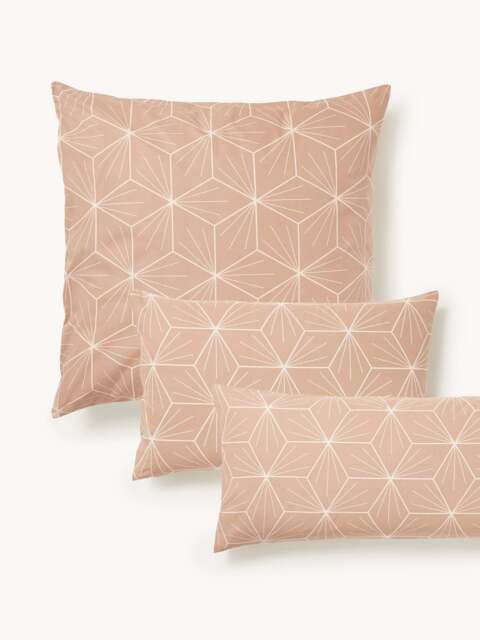 Reversible Cotton Pillowcase Ilda, with Geometric Print - image 1