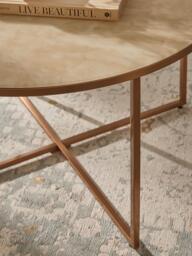 Round Coffee Table Antigua with Marble Effect Glass Top - thumbnail 6