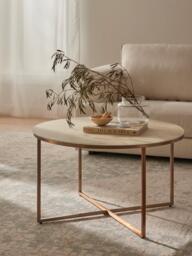 Round Coffee Table Antigua with Marble Effect Glass Top - thumbnail 2