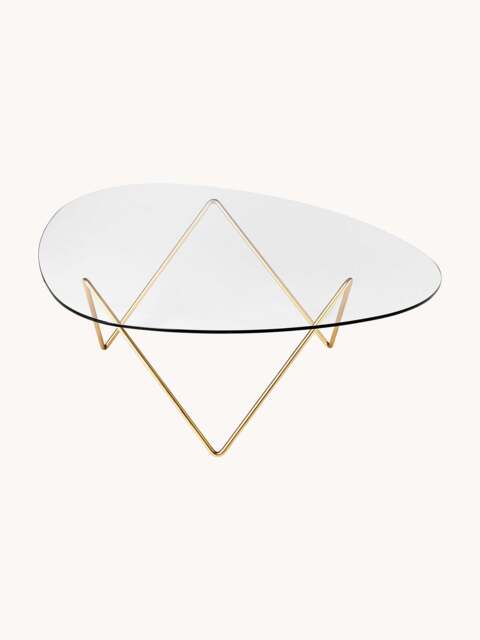 Handmade Oval Coffee Table Pedrera with Glass Top - image 1