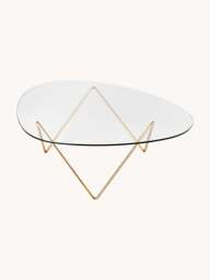 Handmade Oval Coffee Table Pedrera with Glass Top - thumbnail 1