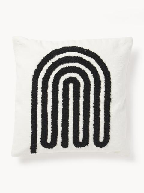 Embroidered Cotton Cushion Cover Vahid with a High-Low Texture