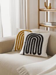 Embroidered Cotton Cushion Cover Vahid with a High-Low Texture - thumbnail 9