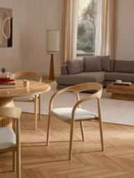 Ash Wood Dining Chair Camille with Seat Cushion - thumbnail 7