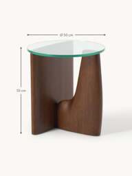 Round Wooden Side Table Miya with Glass Top - thumbnail 7