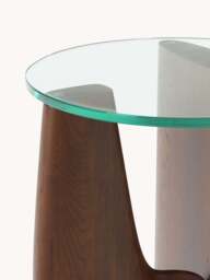 Round Wooden Side Table Miya with Glass Top - thumbnail 4